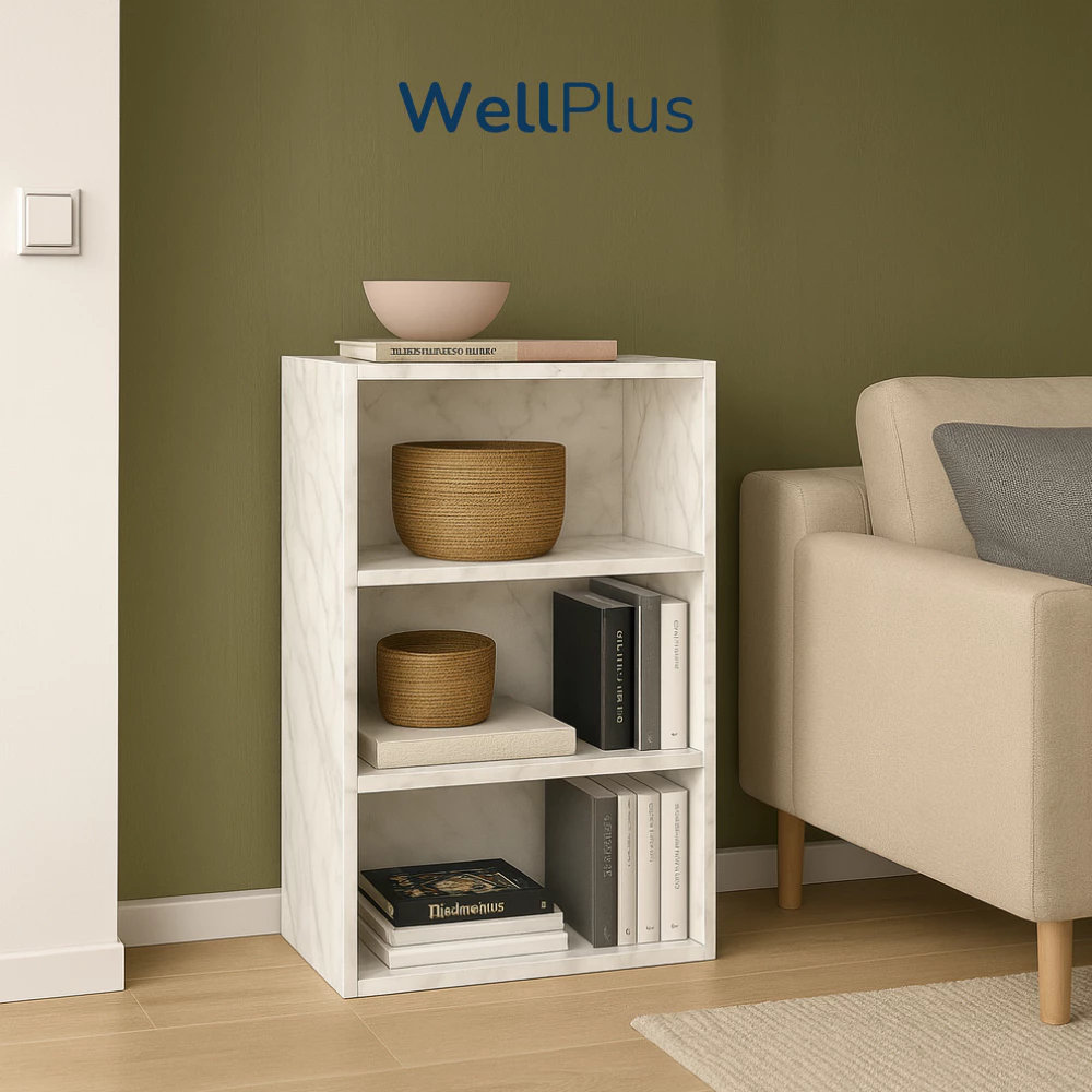 WellPlus ชั้นวางของอเนกประสงค์ ชั้นวางหนังสือ 3 ชั้น ผลิตจากไม้คุณภาพดี โครงสร้างไม้แข็งแรงทนทาน ดีไซน์มินิมอล