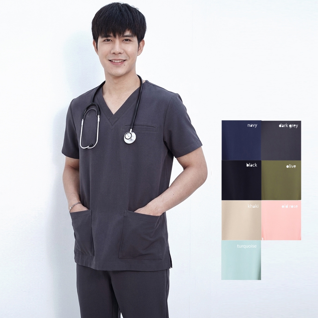 (ไม่ปักชื่อ) MD Scrubs plus ชุดสครับผู้ชาย รุ่น NOVA (ชุด