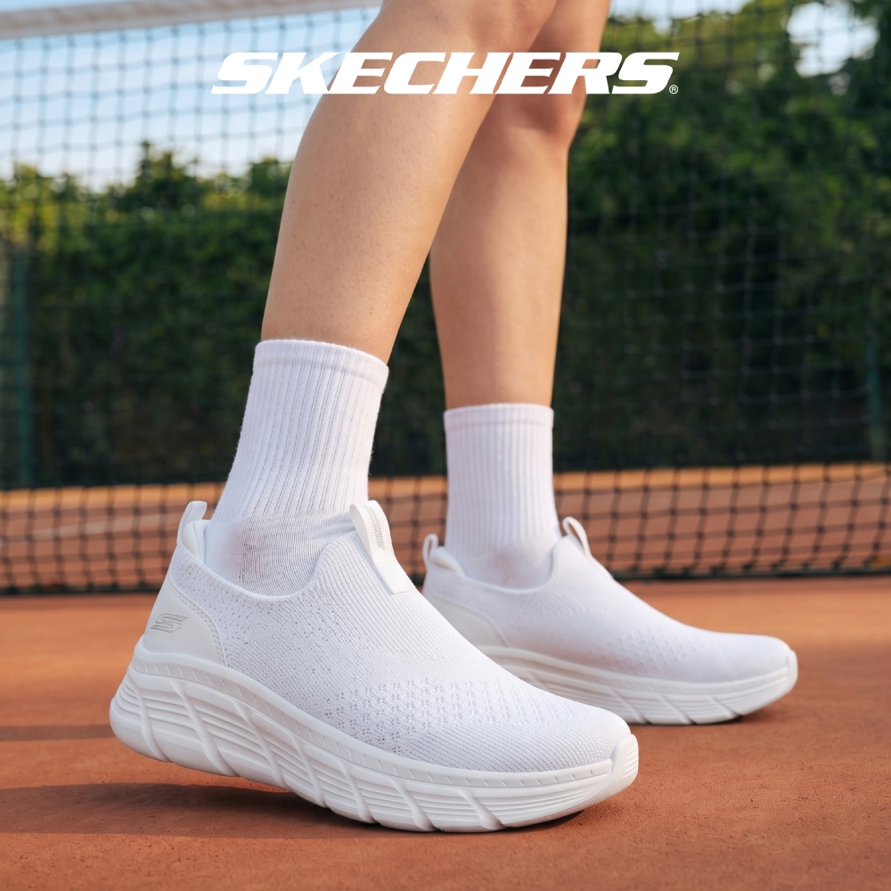 Skechers สเก็ตเชอร์ส รองเท้าลำลองผู้หญิง Women Slip-ins BOBS Sport B Flex Hi Linear Force Casual Shoes - 117391-WHT