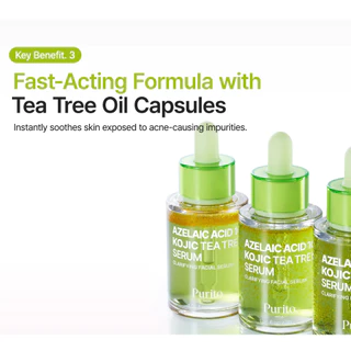 แท้💯ส่งไว🚀 PURITO AZELAIC ACID 10 KOJIC TEA TREE SERUM 30ML เซรั่มลดสิว คุมมัน ผิวใส