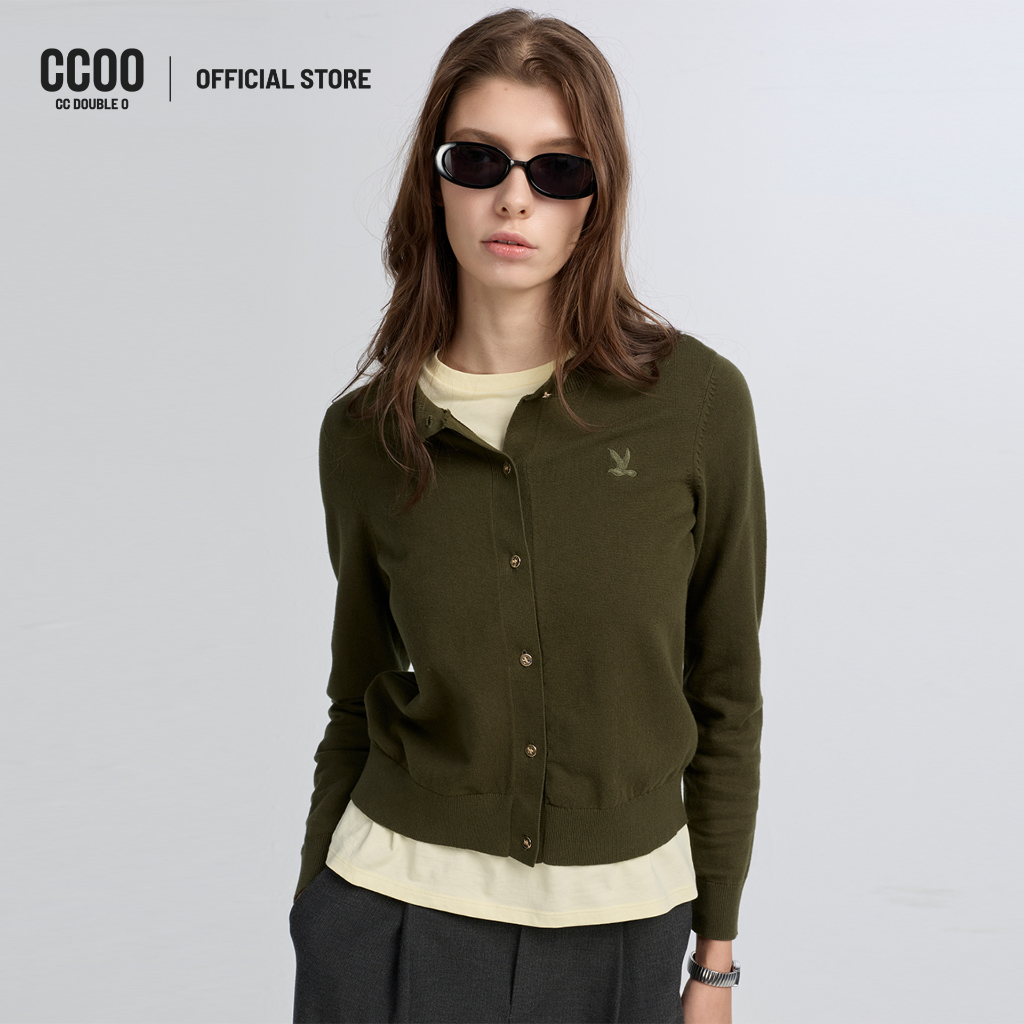 CC DOUBLE O CLASSIC COTTON CARDIGAN ผู้หญิง เสื้อคาร์ดิแกนสีเบสิก รุ่น O26WGWA047 (AW26 #P1)