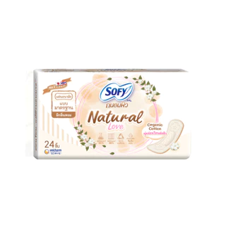 โซฟี ถนอมผิว เนเชอรัล เลิฟ แบบมาตรฐาน มีกลิ่นหอม 24 ชิ้น Sofy Pantyliner TanomPew Natural Love regular scented 24 Pcs