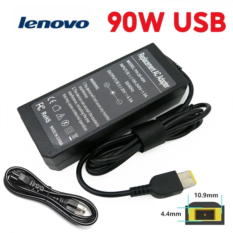อะแดปเตอร์โน๊ตบุ๊ค เลอโนโว่ หัวUSB 90W 20V 4.5A อินเทอร์เฟซ USB พร้อมสายไฟ AC สายชาร์จโน๊ตบุ๊ค Lenovo Adapter Charger