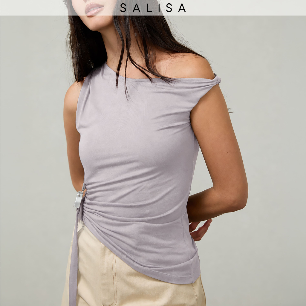 SALISA - ONE-SHOULDER JERSEY SS26 BUCKLE เสื้อปาดไหล่