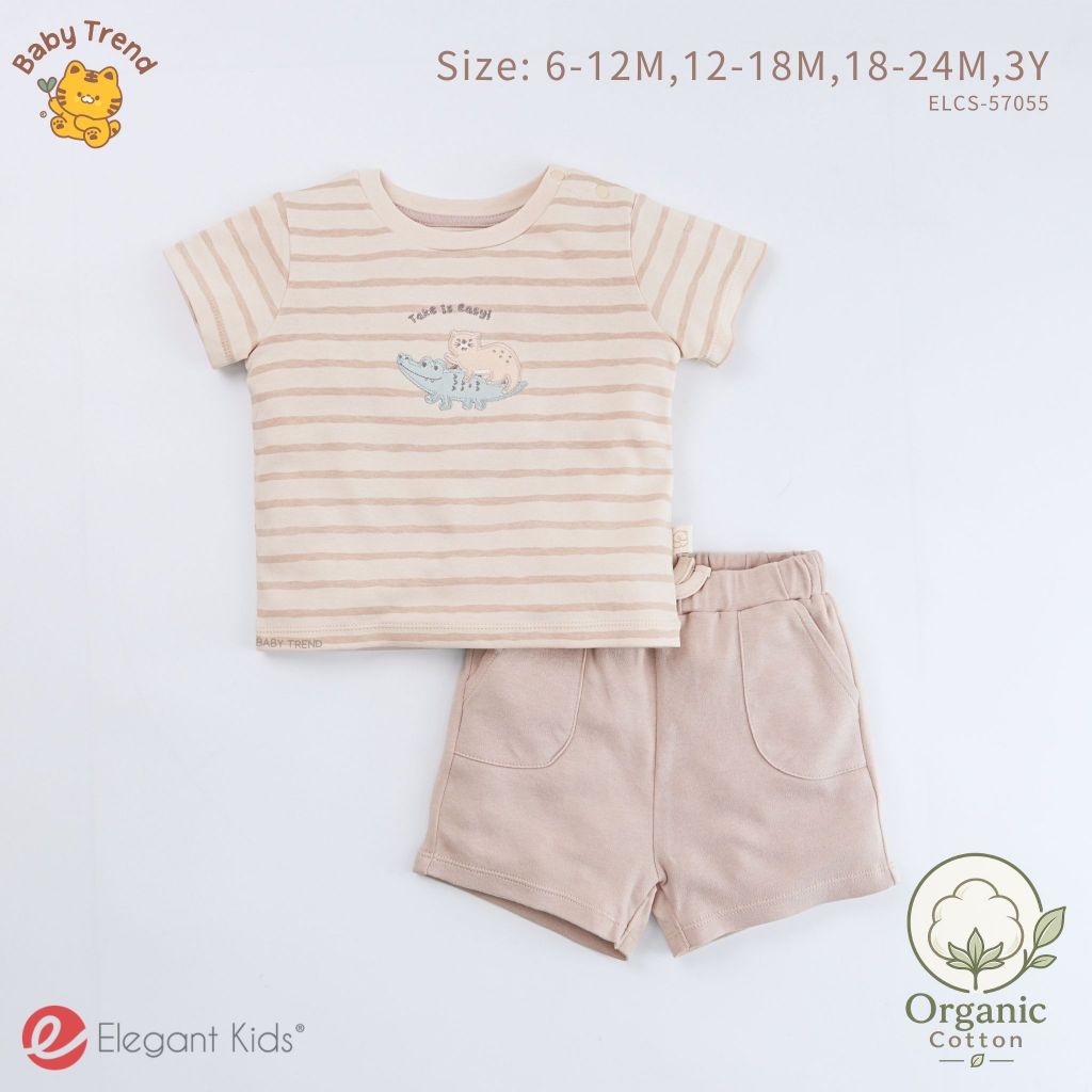 Elegant Kids ชุดลูกชาย 6 เดือน-3 ขวบ เสื้อ+กางเกงขาสั้น Organic Animal Collection | Baby trend