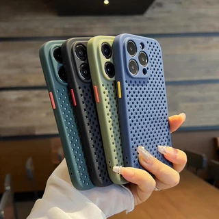 มีรูระบายความร้อน ซิลิโคนนุ่มสีพื้น เคสโทรศัพท์ Phone Case For iPhone 17 16 15 14 13 12 11 Pro Max X XR XS 8 + 7 Plus