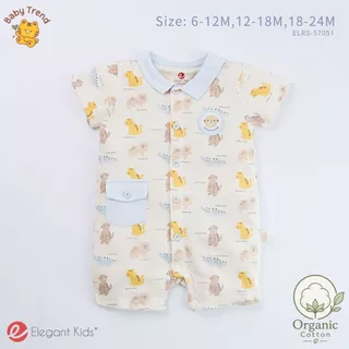 Elegant Kids ชุดลูกชาย 6-18 เดือน รอมเปอร์สั้นกระดุมหน้า Organic Animal Collection | Baby trend