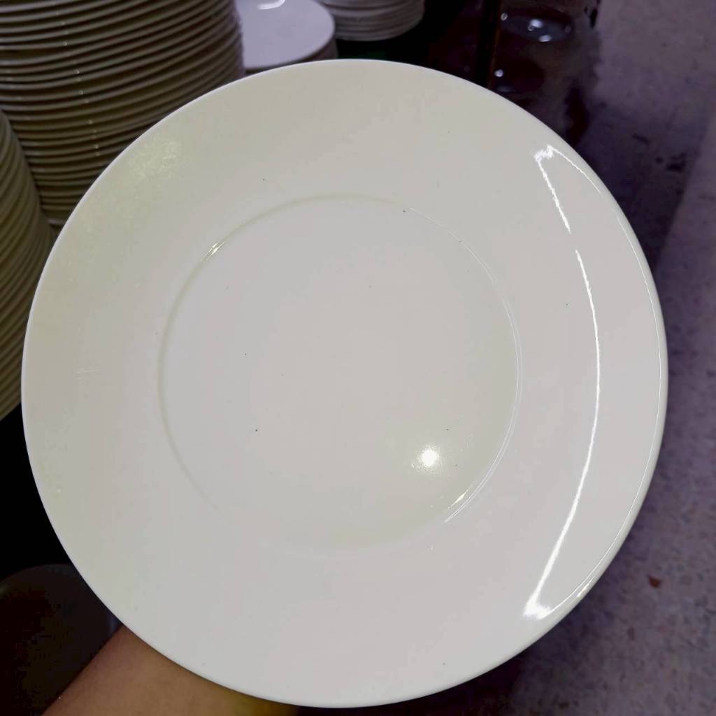 จานเซรามิก 8 นิ้ว จานข้าว จานขอบเตี้ย จานสีขาวด้าน ceramic plate เข้าไมโครเวฟได้