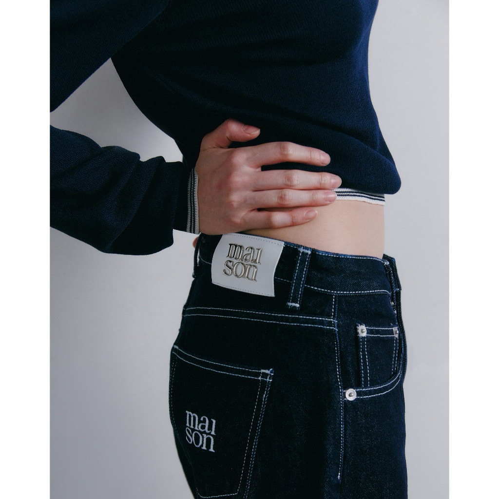 👖maison KEEPS | Pluto Jeans [Unisex] | กางเกงยีนส์ ทรงขากระบอกตรง กางเกงเอวกลาง (ระดับสะดือ)เอว26