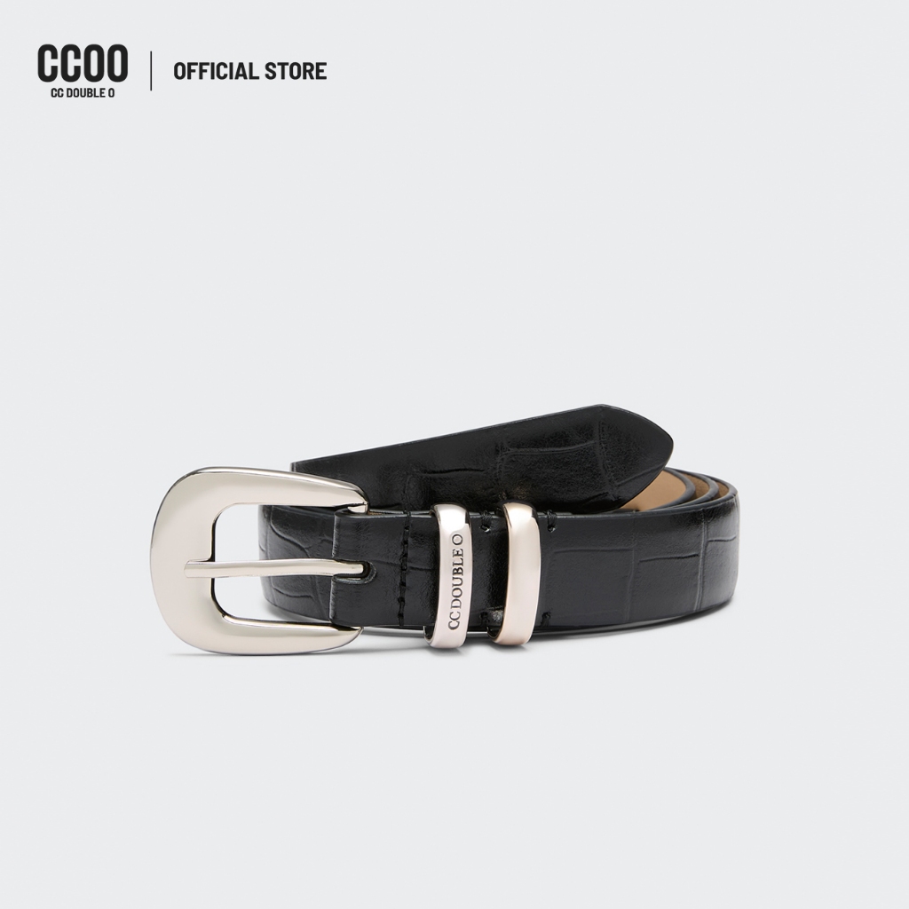 CC DOUBLE O BROWN LEATHER BELT ผู้หญิง เข็มขัดหนังสีน้ำตาล รุ่น O26WAWA003 (AW26 #P1)