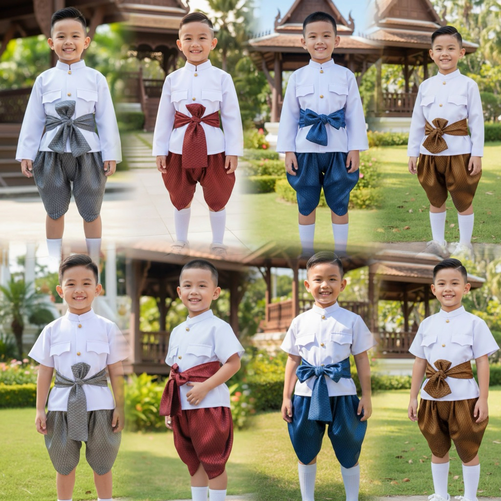 ชุดไทยราชประแตนเด็กชาย สวมใส่ออกงานทำกิจกรรมวันต่างๆได้ทุกโอกาสอย่างสวยงาม(รหัสSa)