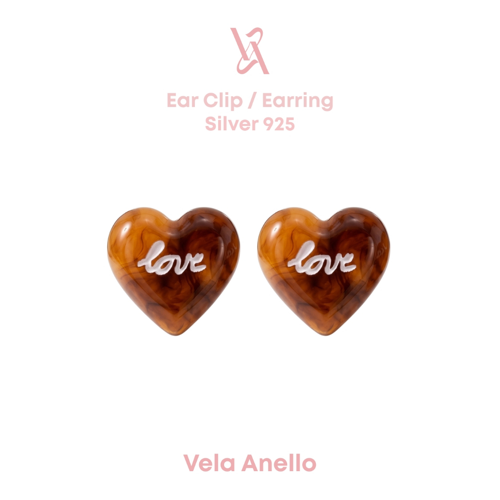 Vela Heartwood S925 14k ต่างหูหนีบ ต่างหูติดหู ต่างหูห่วง เครื่องประดับออกงาน