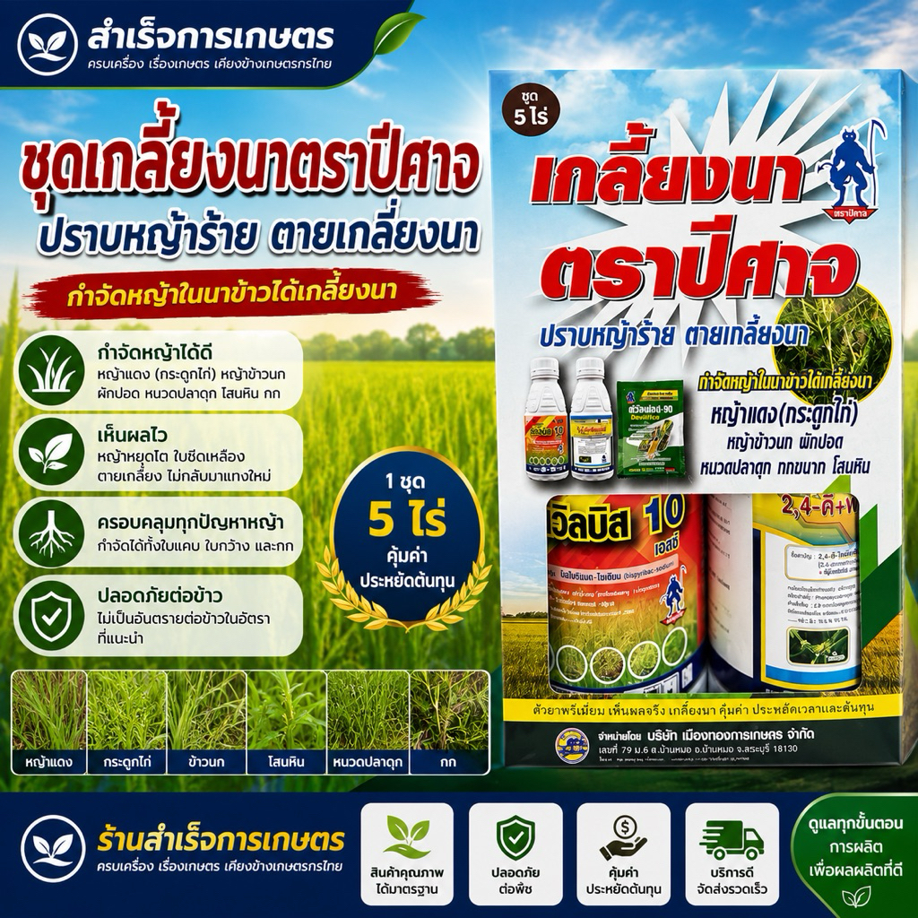 ชุดเกลี้ยงนา ตราปีศาจ กำจัดวัชพืชในนาข้าว
