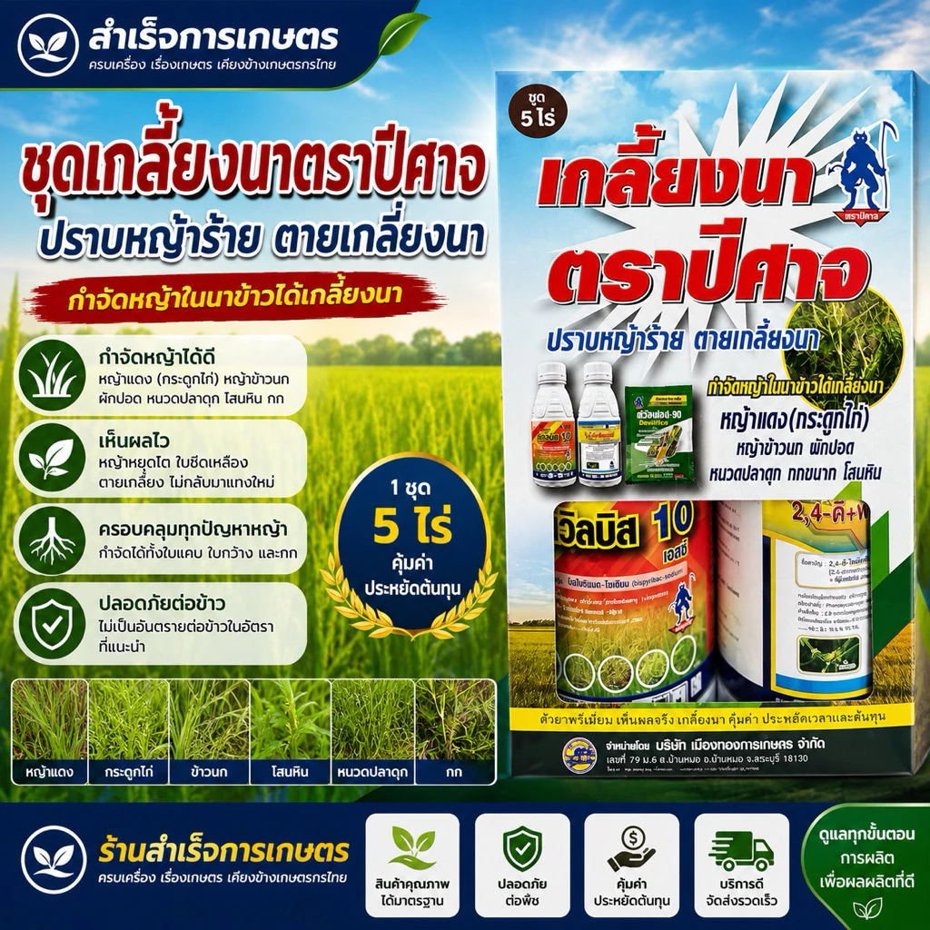 ชุดเกลี้ยงนา ตราปีศาจ กำจัดวัชพืชในนาข้าว