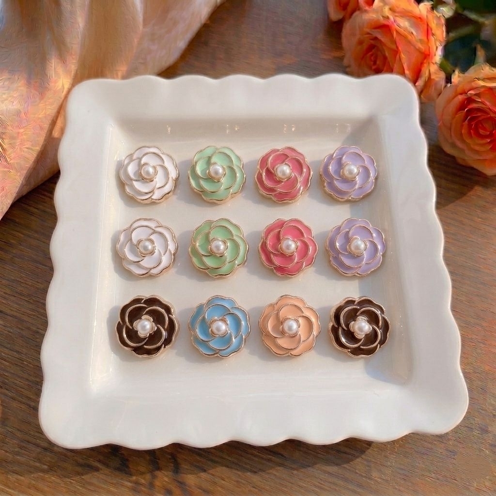 !!ใหม่!! โลโก้ตกแต่ง ดอกคามิเลียกลาง สีสันสวยงาม 10ชิ้น !!พร้อมส่ง!!