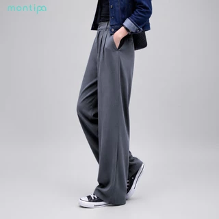 Montipa Wide Comfort Pants กางเกงทรงกระบอกใหญ่ กระดุมและซิปหน้า ผ้า Comfort PWC007