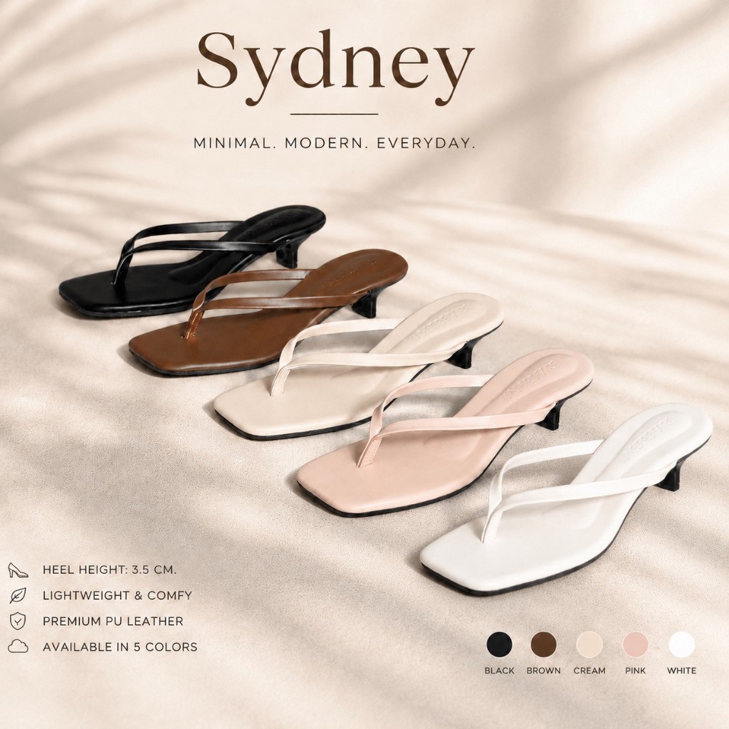 Rarin รุ่น [ Sydney ] Sandals heels 1 inch  36-41 รองเท้าแตะมีส้น ความสูง 1 นิ้ว **เท้าไม่เรียวบวกเพิ่ม 1 ไซส์**