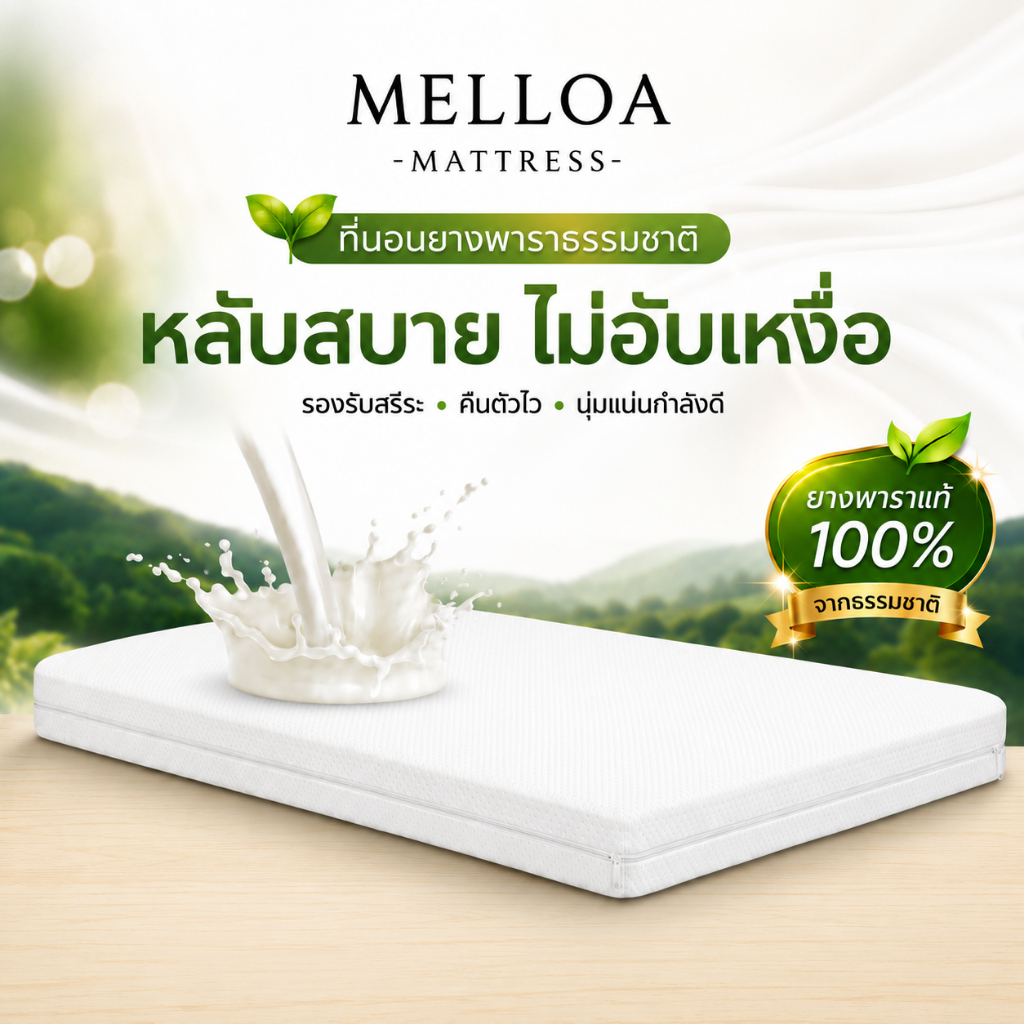 NOOZ Sunny Evo ที่นอนยางพาราแท้ 100% สัมผัสนุ่มแน่น คืนตัวดี ช่วยลดแรงกดทับ บอกลาอาการปวดหลัง หนา 8นิ้ว ขนาด 5ฟุต