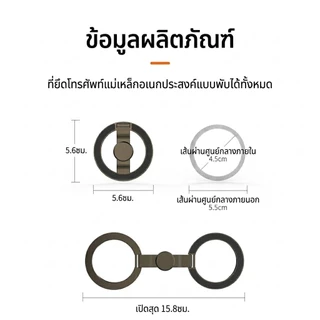 MC แหวนแม่เหล็กติดมือถือ แม่เหล็ก 2 ด้าน MagSafe Ring Holder หมุนได้ 360° ขาตั้งได้ Fidget Spinner