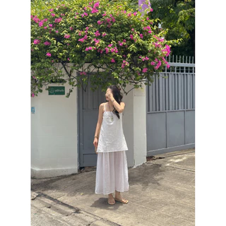Leemin Dress เดรสสายเดี่ยวผ้าลูกไม้ชีฟอง : everydaylookk store