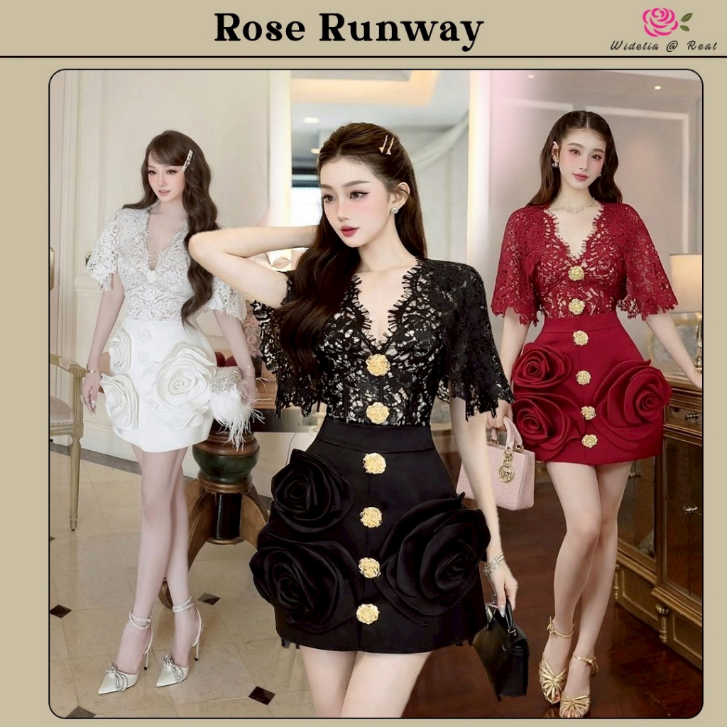 Rose Runway Dress เดรสแขนกุดตัวสวยทรงดี ช่วงตัวเลือกใช้ผ้าลูกไม้เนื้อนุ่มสวยพร้อมซับในในตัว ตกแต่งอะไหล่สีทอง
