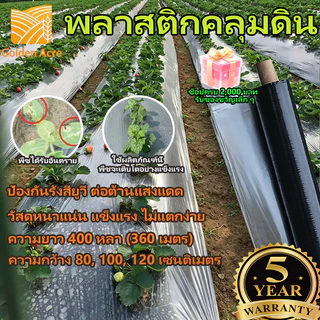 พลาสติกคลุมดิน ผสมUV พลาสติกดำเงิน กันวัชพืช สำหรับปลูกผักและผลไม้ COD จ่ายปลายทาง ขนาด 0.8ม. x 400หลา (360ม.)
