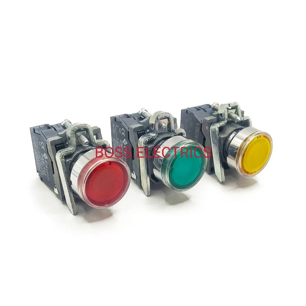 1ตัว สวิตช์กดไม่ล็อค กดติดปล่อยดับ 22มิล ไฟ 24VDC 220VAC Push Button Switch 22MM XB4-BW XB4-BW3361 X