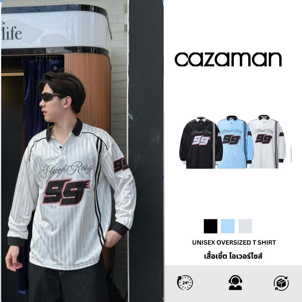 CAZAMAN เสื้อเชิ้ต OVERSIZE เสื้อเชิ้ตไตส์ เสื้อเชิ้ตสำหรับผู้ชาย แขนยาว C26823