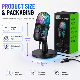 NEODIGI M930 ไมโครโฟนเกมมิ่ง ไฟ RGB Microphone ลดเสียงรบกวน ไมโครโฟนสําหรับเล่นเกม สําหรับ สตรีมมิ่ง บันทึกเสียง
