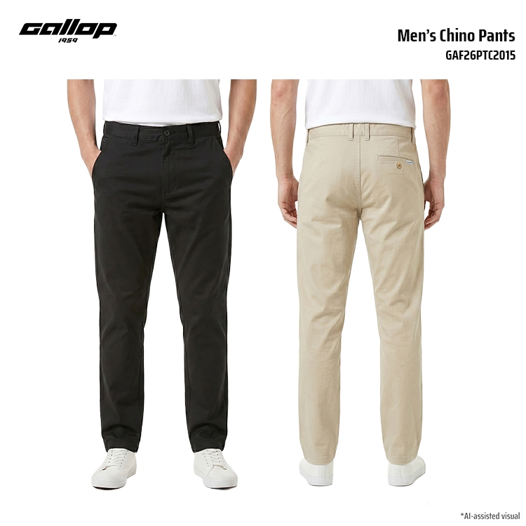 GALLOP Men’s Chino Pants กางเกงขายาวชิโน่ ผ้าเรียบสีพื้น (GAF26PTC2015)