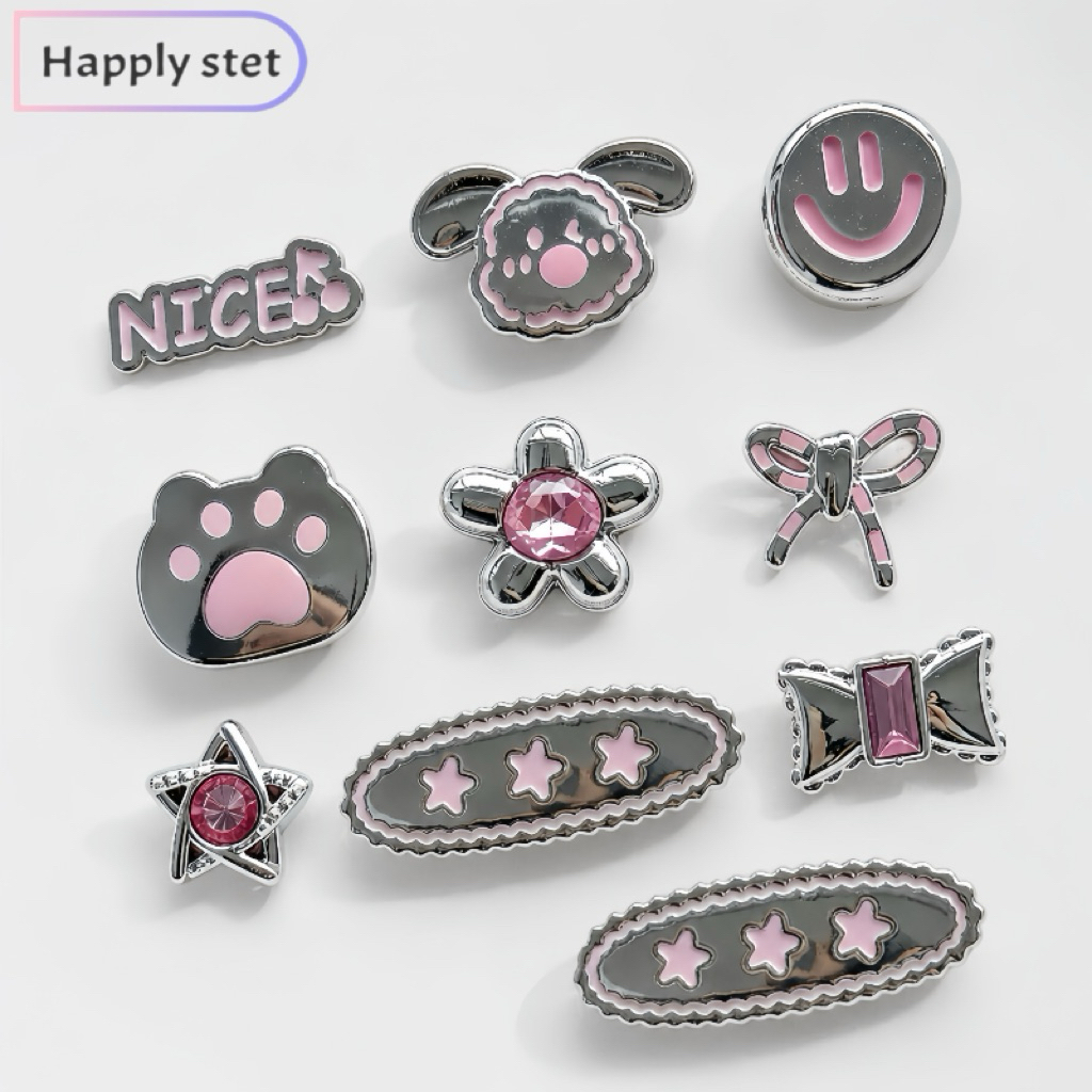 Happystep 9ชิ้น/เซ็ต G1หมีหัวใจ*เฉพาะตัวติด(พร้อมส่ง) จิ๊บบิท ตัวติดรองเท้า ชุดตกแต่งรองเท้า ลายการ์ตูนน่ารักๆ