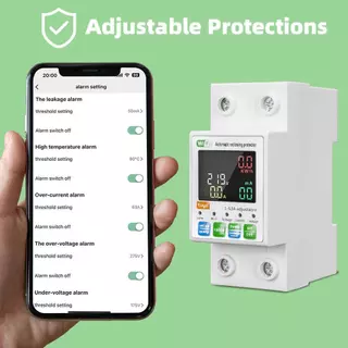 Tuya WiFi อัจฉริยะ Circuit Breaker Backlit เดี่ยว-Phase Energy Meter Auto-Reclosing สนับสนุน APP รีโมทคอนโทรล