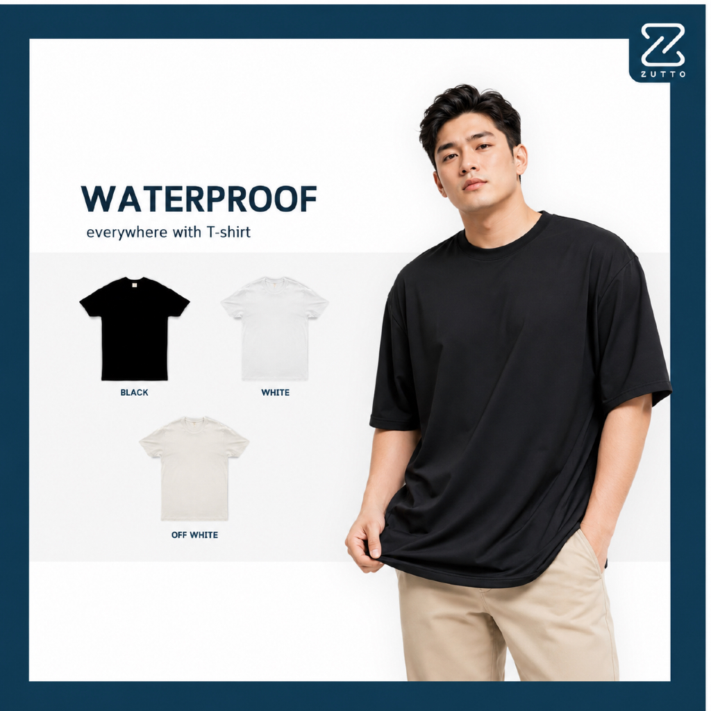 ZUTTO เสื้อยืดโอเวอร์ไซส์ ผ้าสะท้อนน้ำ เสื้อยืด Oversize ไม่เปื้อน ไม่เปียก ไม่ต้องรีด