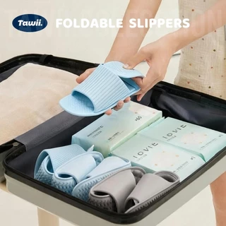 Tawii. รองเท้าแตะพับได้ กันลื่น EVA รองเท้าแตะ โรงแรมในร่ม รองเท้าแตะท่องเที่ยวสะดวกสบาย Unisex