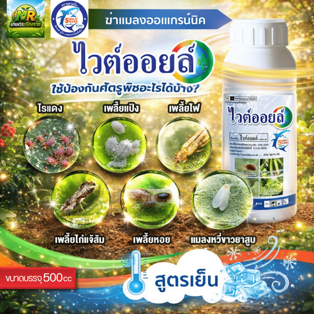 ไวต์ออยล์ (ปิโตรเลียมออยล์ 67% W/V EC) 500cc #เกษตรเมืองราช #เชอร์วู้ด