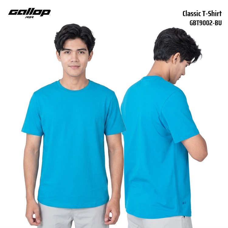 GALLOP Men’s Classic T-Shirt เสื้อยืดคอกลมสีพื้น ชายโค้ง ทรง Regular Fit (GBT9002-BU)