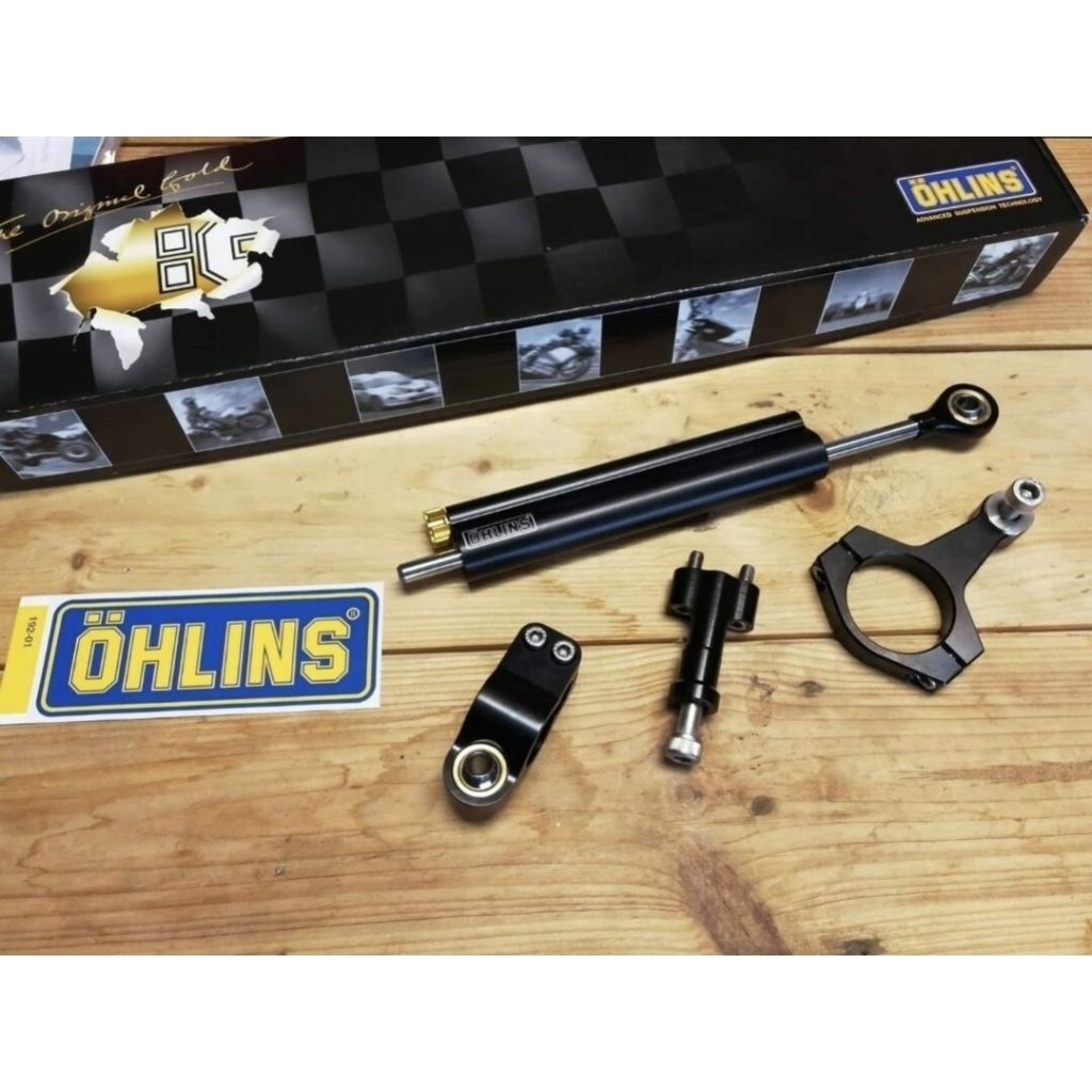 กันสะบัด Ohlins แท้ 1000% สีดำ พร้อมชุดยึดใต้แผงคอ สำหรับ Triumph Street twin, Bonneville T100/T120,