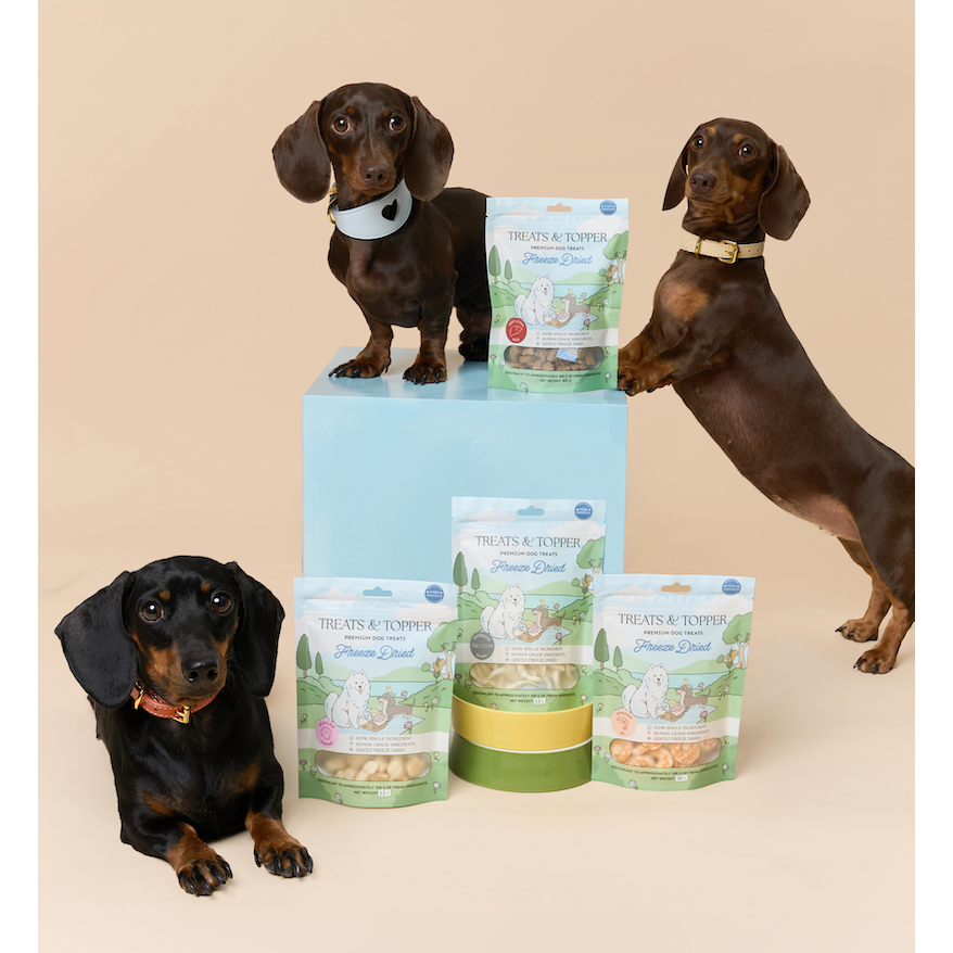PP-921 🐾 Treats&Topper Freeze Dried Premium Pet Treats ขนมฟรีซดรายเนื้อสัตว์ ขายแบบ 3 ห่อ แท้ 100% โปรตีนสูง หอมอร่อย