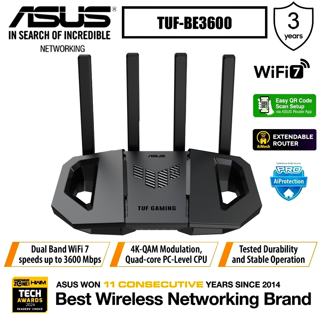 ⚡️เร้าเตอร์แรงๆ⚡️ ASUS TUF Gaming BE3600 Dual Band WiFi 7 Router, 2.5Gbps port, Mobile Game Mode