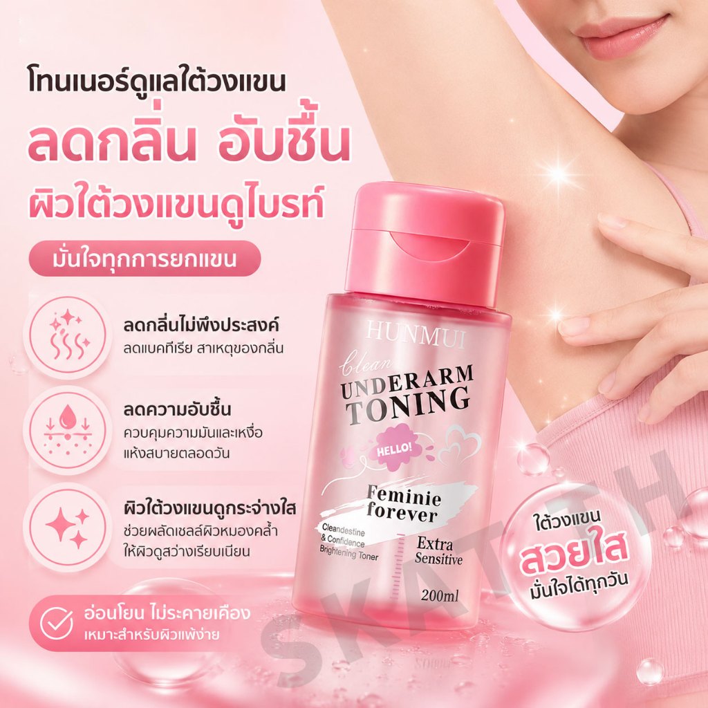 ฝาปั้ม 200ml โทนเนอร์เช็ดรักแร้ ขาหนีบ คอดำ ข้อศอกดดำ