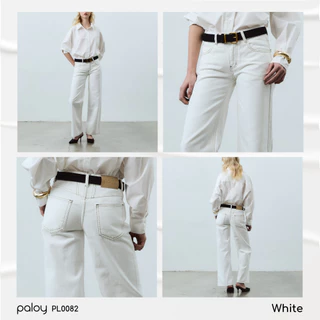 [Best Seller] Paloy - PL0082 กางเกงยีนส์เอวต่ำ ขากระบอกกลาง แต่งเฟด