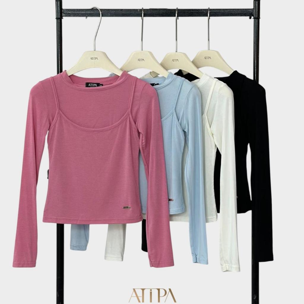 Atipashop - Maren Layer Longsleeve | เซ็ต 2 ชิ้น เสื้อแขนยาว+สายเดี่ยว ดีไซน์มินิมอล เนื้อผ้านุ่ม ยืดหยุ่น ใส่สบาย