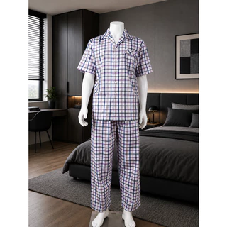 ชุดนอนผู้ชาย คอปก-ขายาว ผ้าฝ้าย มีหลายลาย หน้า 1 Men pajamas collar shirt long pant cotton fabric