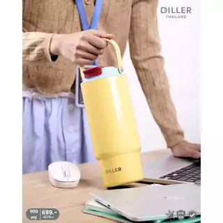 Diller Thailand แก้วน้ำสูญญากาศ เคลือบเซรามิก เก็บความเย็น-ร้อน Stainless Ceramic Thermo Flask 900ml [MLH9384]