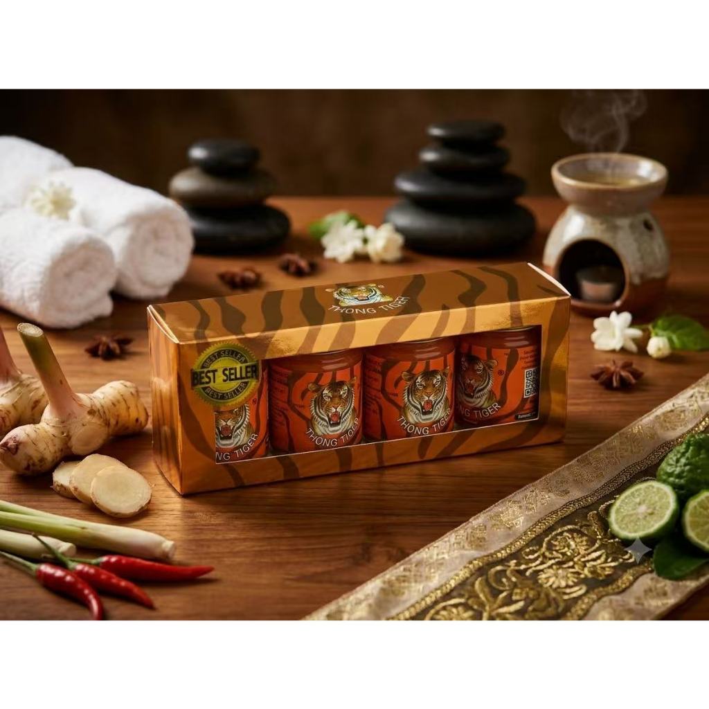 Thong Tiger  ยาหม่องเสือThong Tiger 50g. /ขวด 1แพ็ค4ขวด