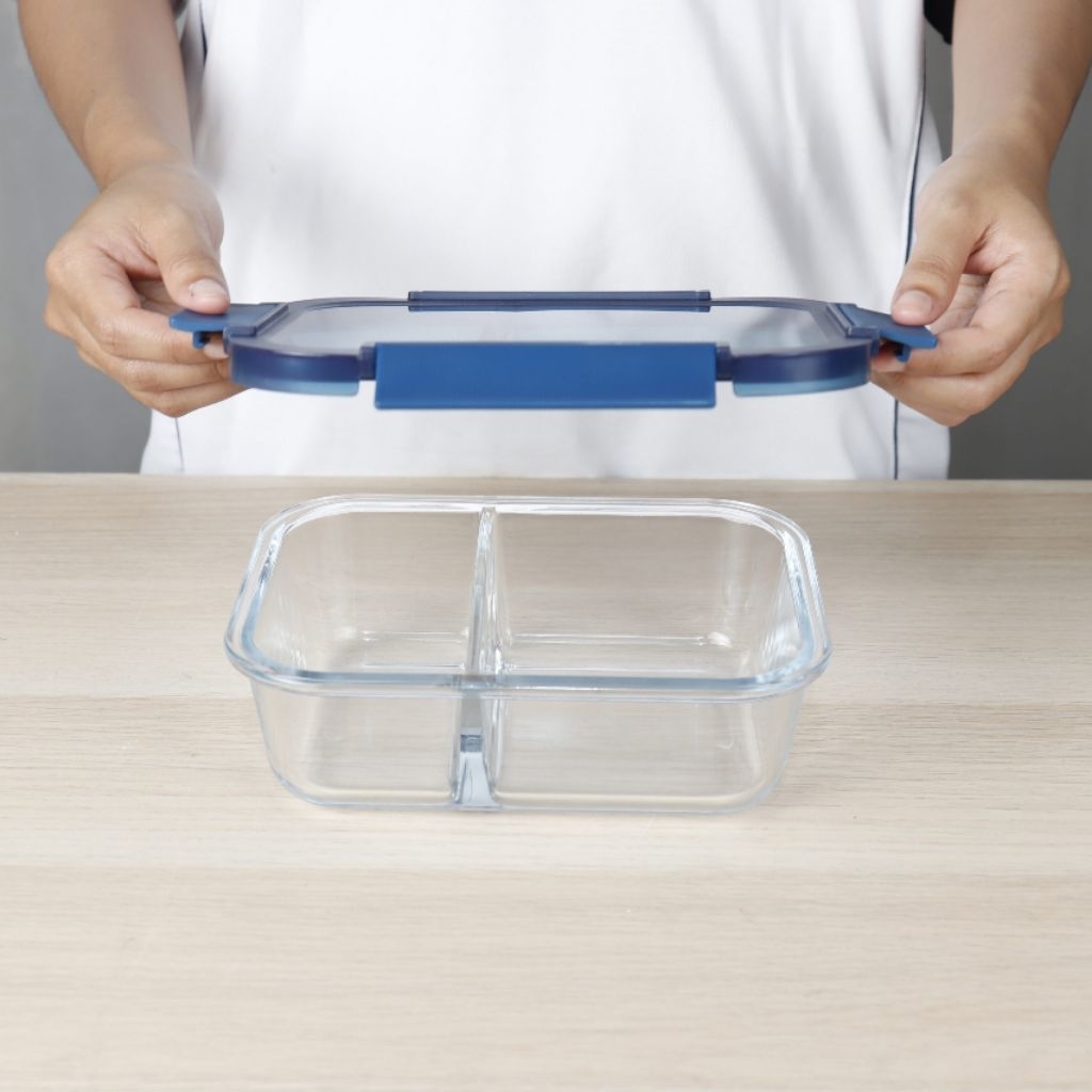 Superlock Glass กล่องแก้วถนอมอาหาร มีช่องแบ่ง 2 ช่อง ความจุ 980 มล. รุ่น 6226