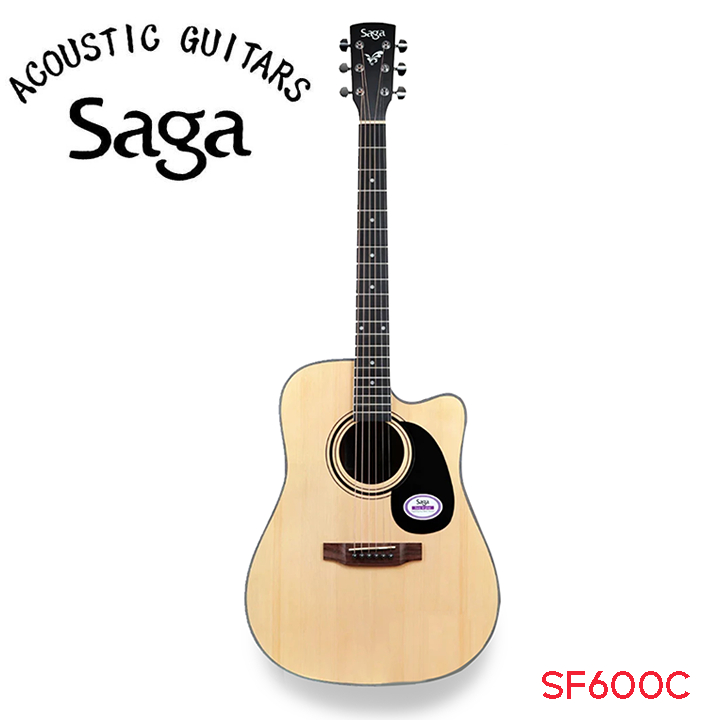 กีตาร์โปร่ง SAGA รุ่น SF600C ขนาด 41 นิ้ว ฟรีกับกระเป๋า+ประแจ รับประกันสินค้าจากทางร้าน มีประกันสินค