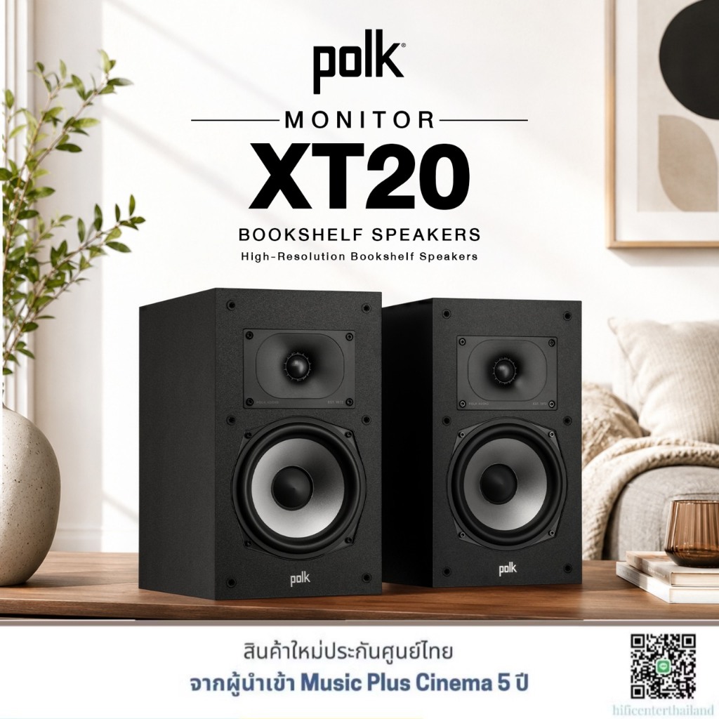 [รับประกันศูนย์ไทย 1 ปี] Polk Audio Monitor XT20 High-Resolution Bookshelf Speakers ลำโพงบุ๊คเชลฟ์คุ