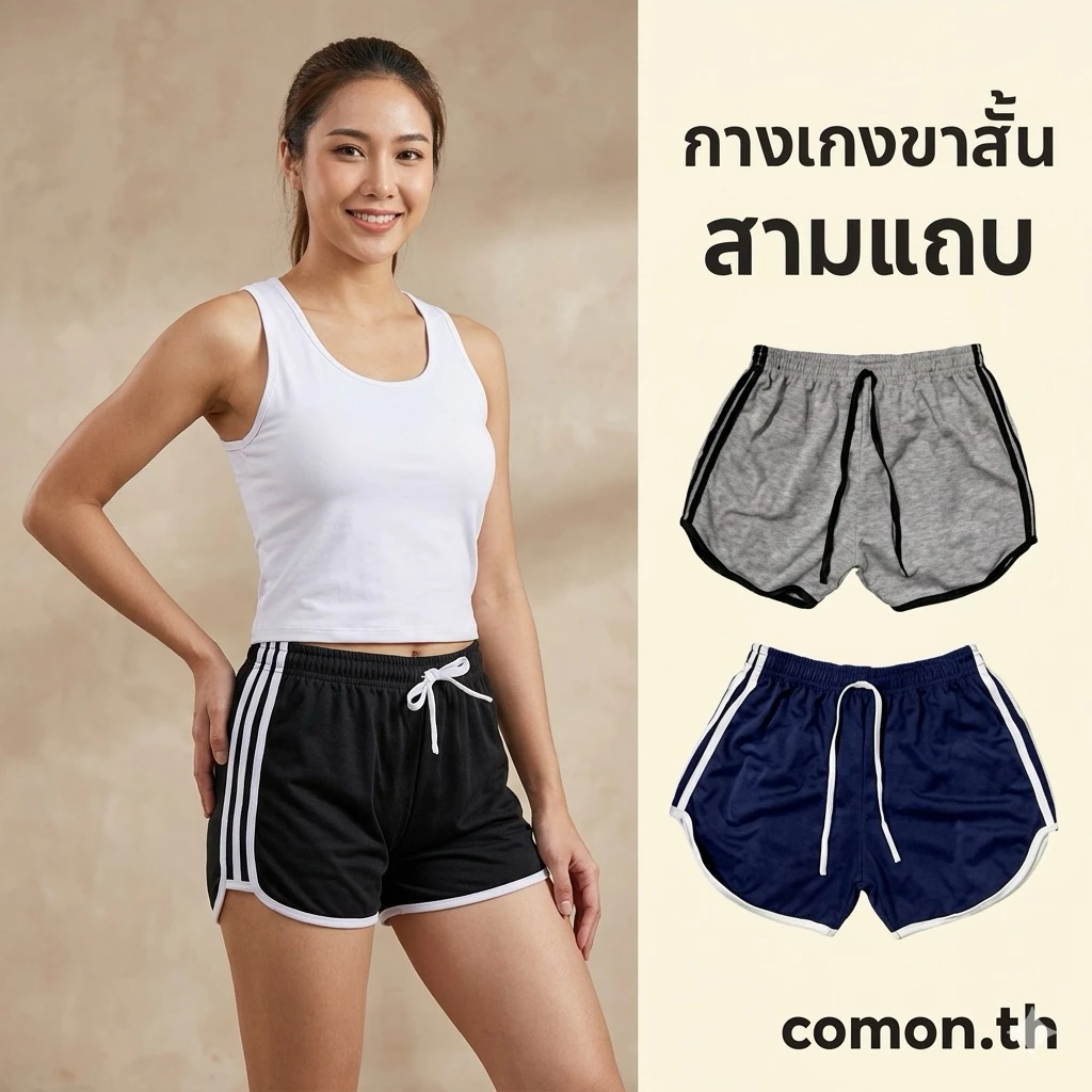 กางเกงขาสั้นผู้หญิง ทรงsport 3 แถบ ใส่สบาย ราคาถูก 🔥🔥