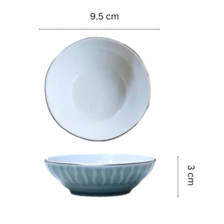 ถ้วยน้ำจิ้ม ถ้วยเซรามิค 4นิ้ว 9.5cm ขอบทอง ใส่ซอส เครื่องปรุงรส อาหาร เครื่องเคียงต่าง สีฟ้า สีเขียว